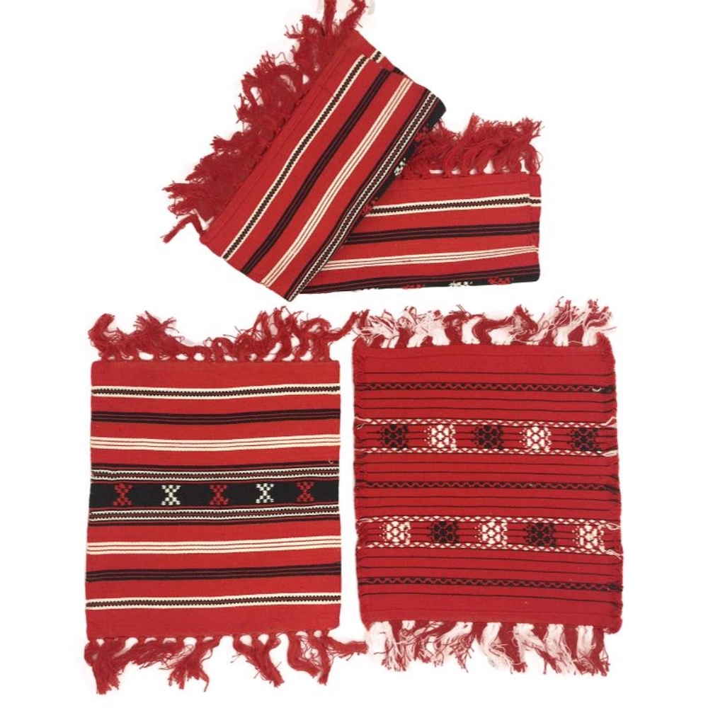 Cloth Trivets Set of 4 Red Aztec Knit decor - Picture 1 of 7